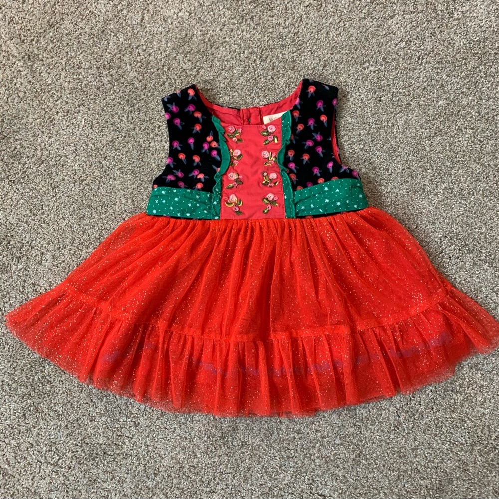 MATILDA JANE Red Black Green SPARKLE Ruffled JUMPER DRESS  4